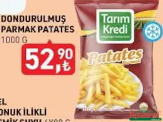 TARIM KREDİ DONDURULMUŞ PARMAK PATATES 1000 G fiyat ve kampanya bilgisi